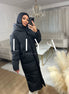 Long down jacket with hood - Black