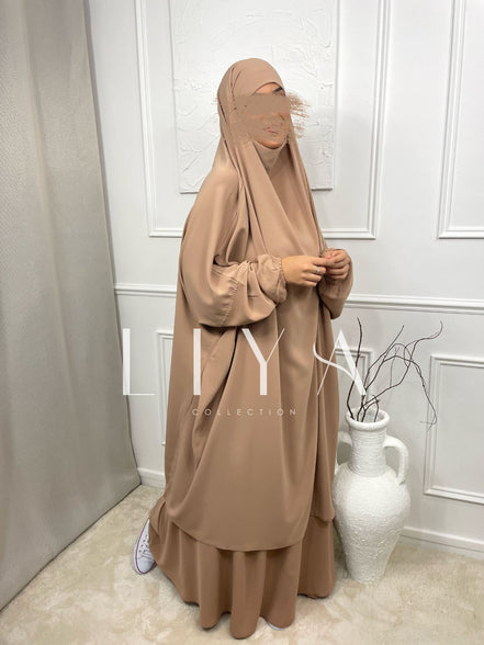 Jilbab en soie de medine - Deux pièces avec jupe / Plusieurs coloris