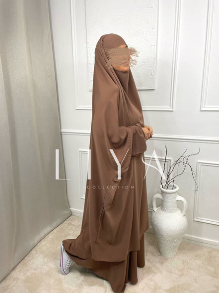 Jilbab en soie de medine - Deux pièces avec jupe / Plusieurs coloris