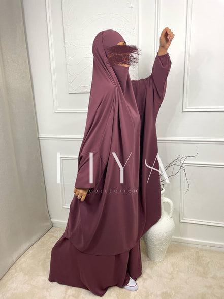 Jilbab en soie de medine - Deux pièces avec jupe / Plusieurs coloris