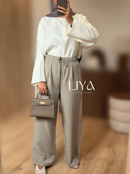 Pantalon large - Taupe