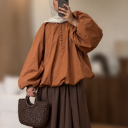 Chemise bouffante à bouton - Oversized / Corail