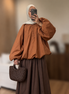 Chemise bouffante à bouton - Oversized / Corail