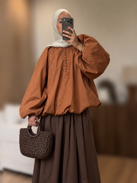 Chemise bouffante à bouton - Oversized / Corail