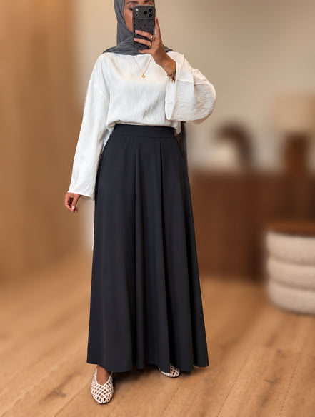 Jupe longue en coton - Gris anthracite