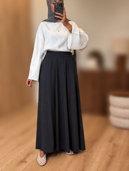 Jupe longue en coton - Gris anthracite