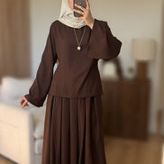 Ensemble jupe - Effet lin / Chocolat