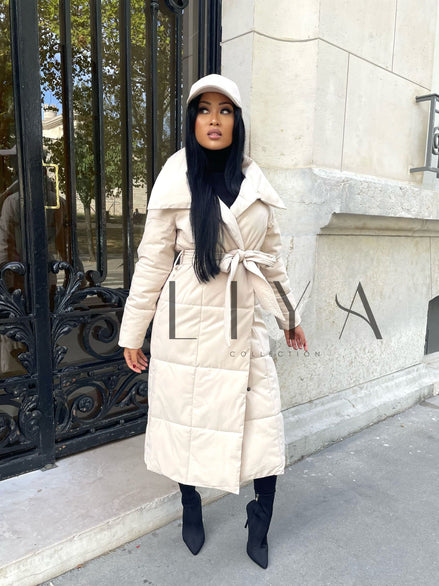 Long padded jacket with belt - Several colours
