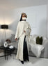 Robe longue en maille avec cape - Beige
