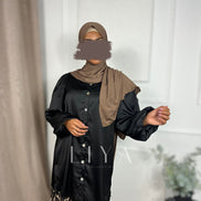 Chemise longue en satin - Noir