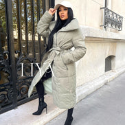 Long padded jacket with belt - Several colours