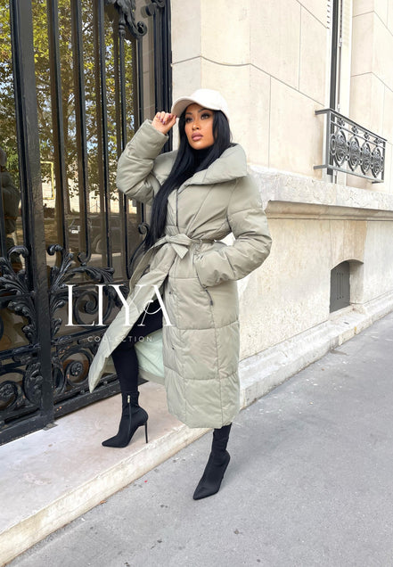 Long padded jacket with belt - Several colours