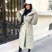 Long padded jacket with belt - Several colours