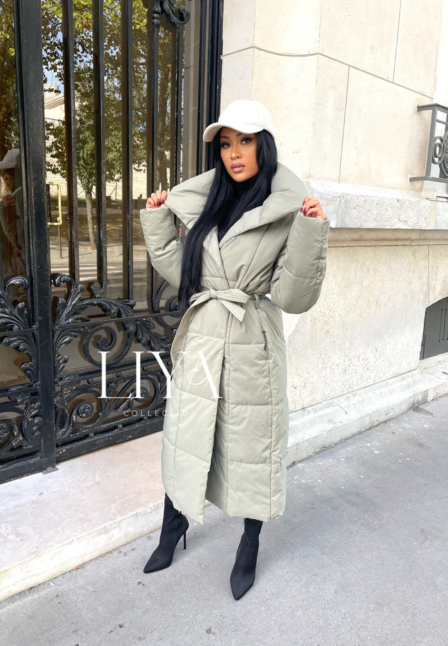 Long padded jacket with belt - Several colours