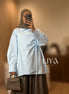 Chemise en coton croisée - Oversized / Bleu