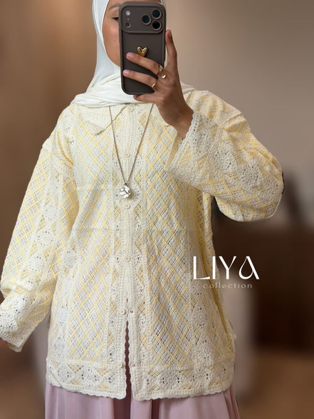 Gilet à crochet - Jaune