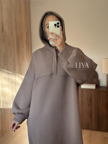 Robe de jogging avec ZIP - LIYA (Taupe)