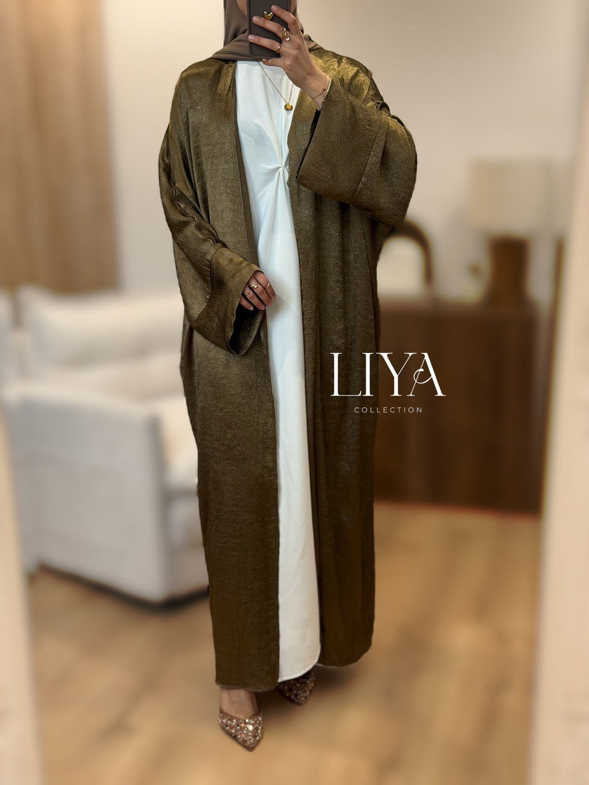 Kimono en effet SATIN - Olive