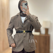 Veste blazer à carreaux oversized