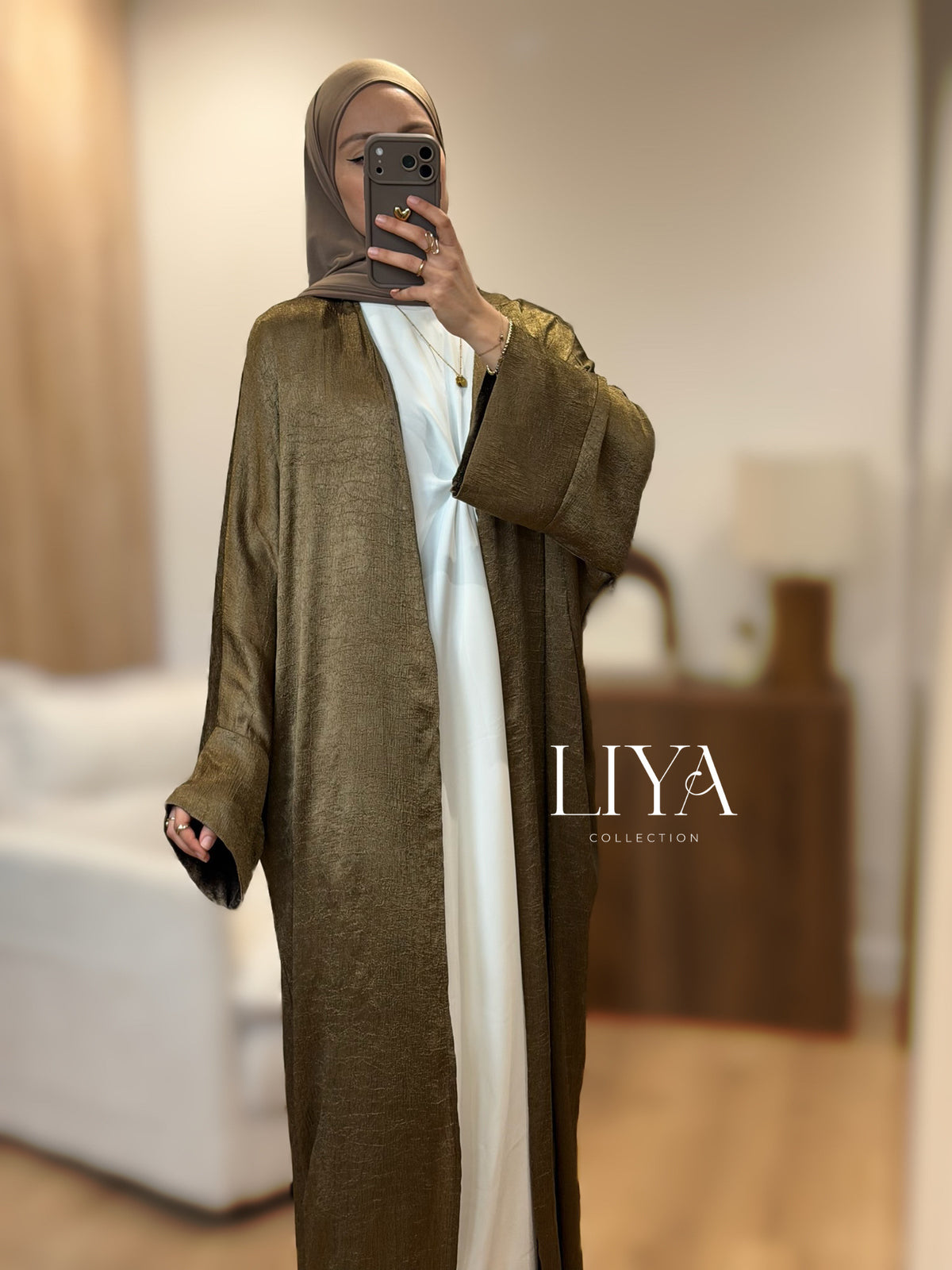 Kimono en effet SATIN - Olive