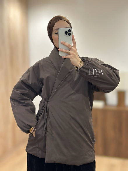 Wrap Puffer Jacket - Chocolate