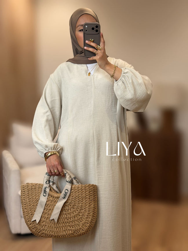 Robe en effet lin "Zayna" - Beige