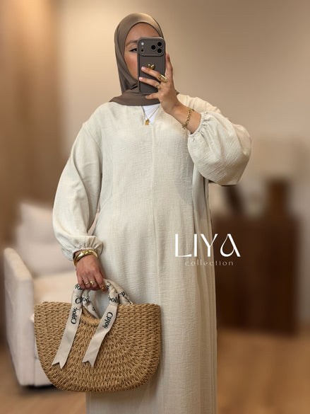 Robe en effet lin "Zayna" - Beige