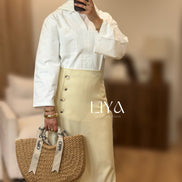 Jupe tailleur en effet lin - Plusieurs coloris