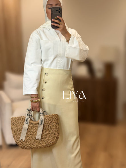 Jupe tailleur en effet lin - Plusieurs coloris