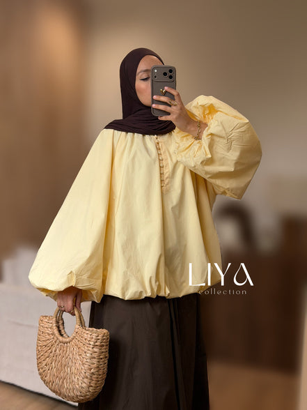 Chemise bouffante à bouton - Oversized / Jaune