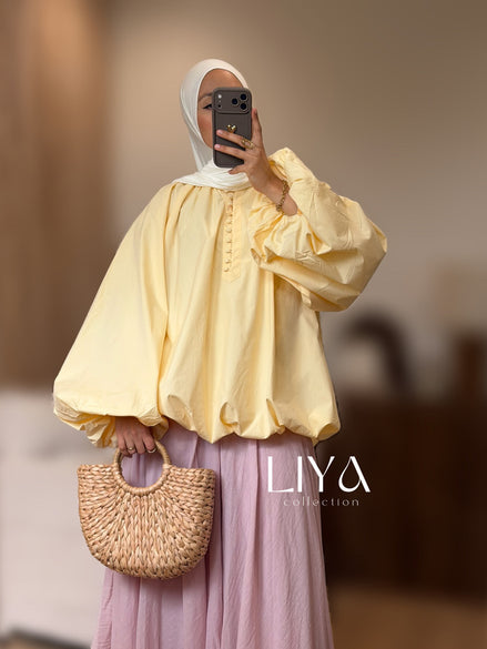 Chemise bouffante à bouton - Oversized / Jaune