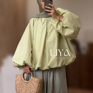 Chemise bouffante à bouton - Oversized / Vert pastel