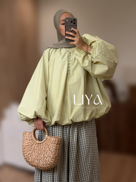 Chemise bouffante à bouton - Oversized / Vert pastel