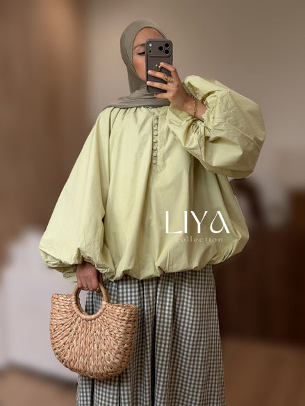 Chemise bouffante à bouton - Oversized / Vert pastel
