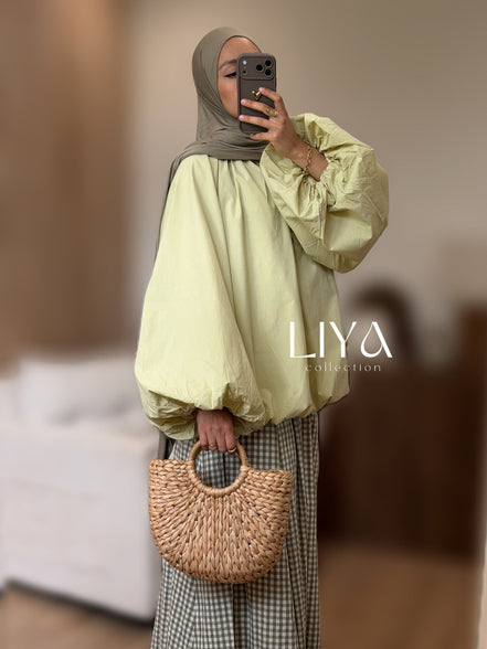 Chemise bouffante à bouton - Oversized / Vert pastel