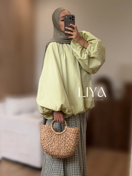 Chemise bouffante à bouton - Oversized / Vert pastel