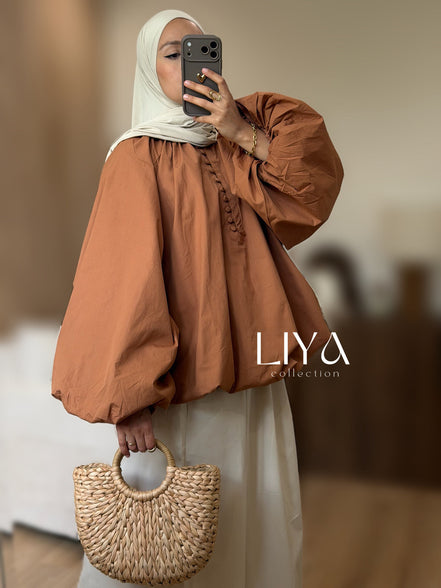 Chemise bouffante à bouton - Oversized / Corail