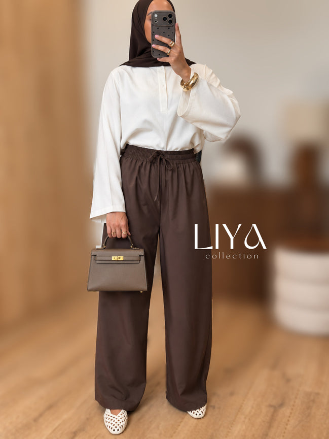 Pantalon large - Chocolat