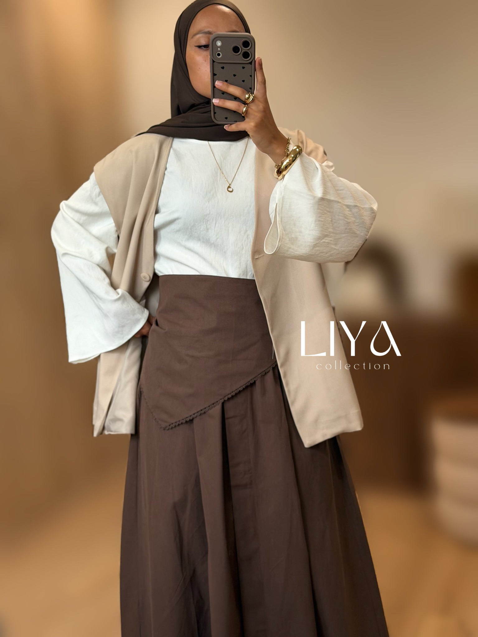 Blazer manche courte oversized - BEIGE