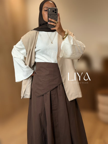 Blazer manche courte oversized - BEIGE
