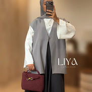 Blazer manche courte oversized - GRIS