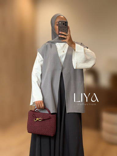 Blazer manche courte oversized - GRIS
