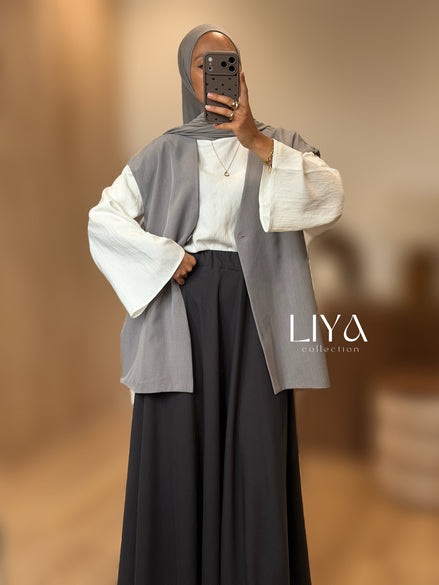 Blazer manche courte oversized - GRIS