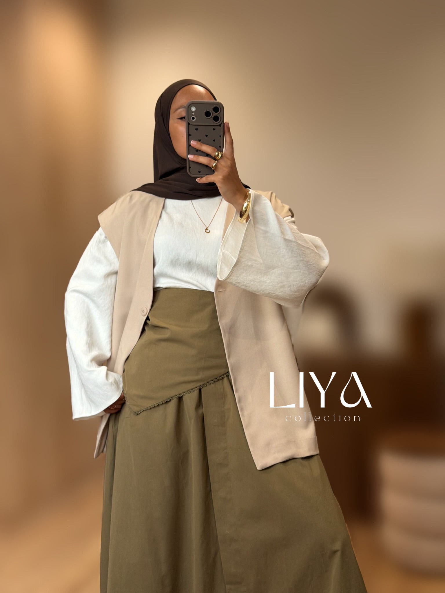 Blazer manche courte oversized - BEIGE