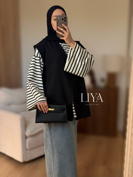 Blazer manche courte oversized - NOIR