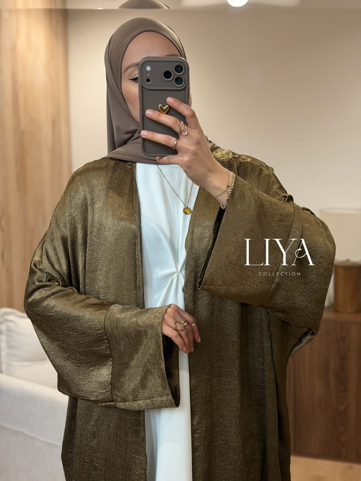 Kimono en effet SATIN - Olive