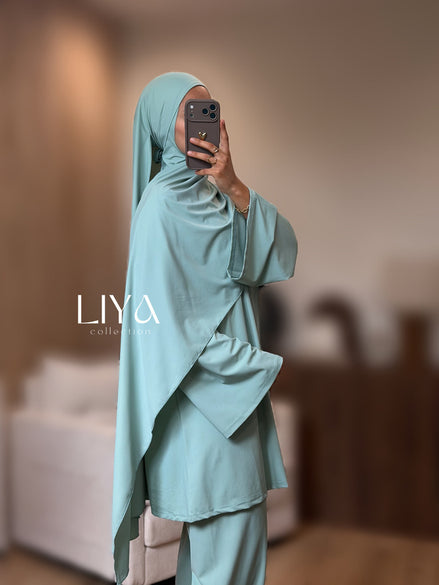 Burkini avec manche évasée  - Turquoise