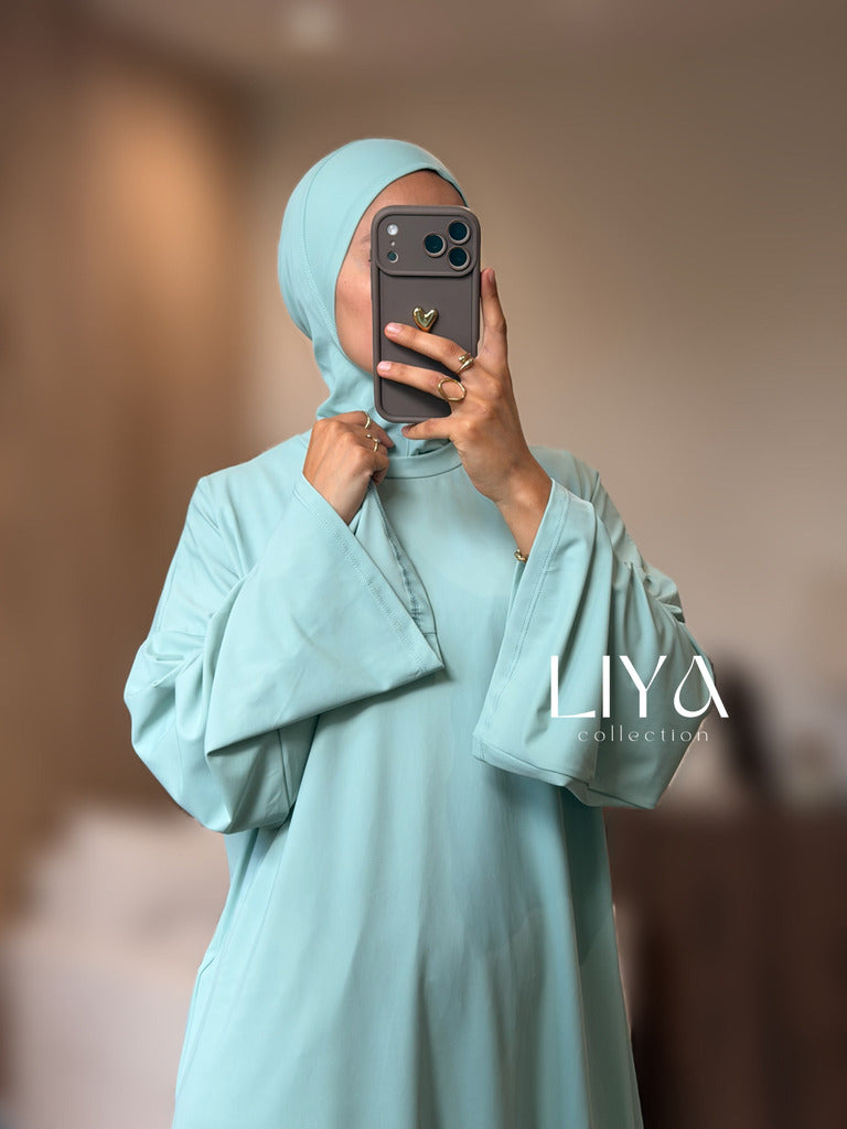 Burkini avec manche évasée  - Turquoise