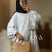 Robe bouffante à rayure