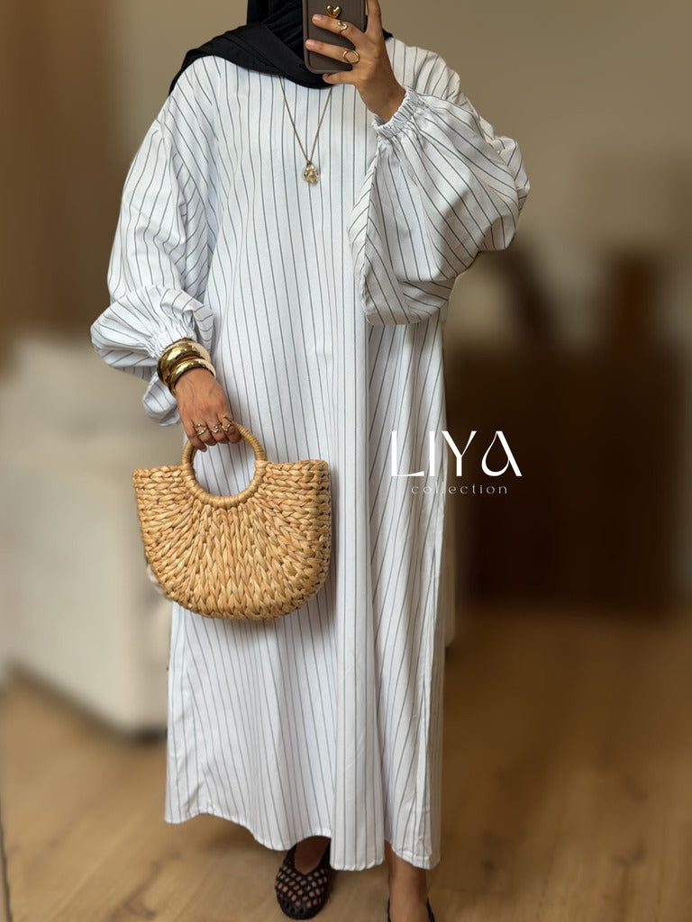 Robe bouffante à rayure